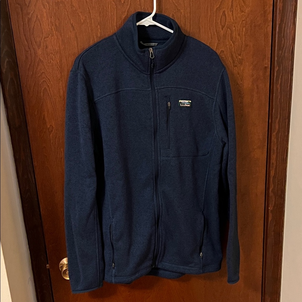 L.L. Bean Navy Blue Men's Sweater Fleece Full-Zip Jacket Size Large Tall
